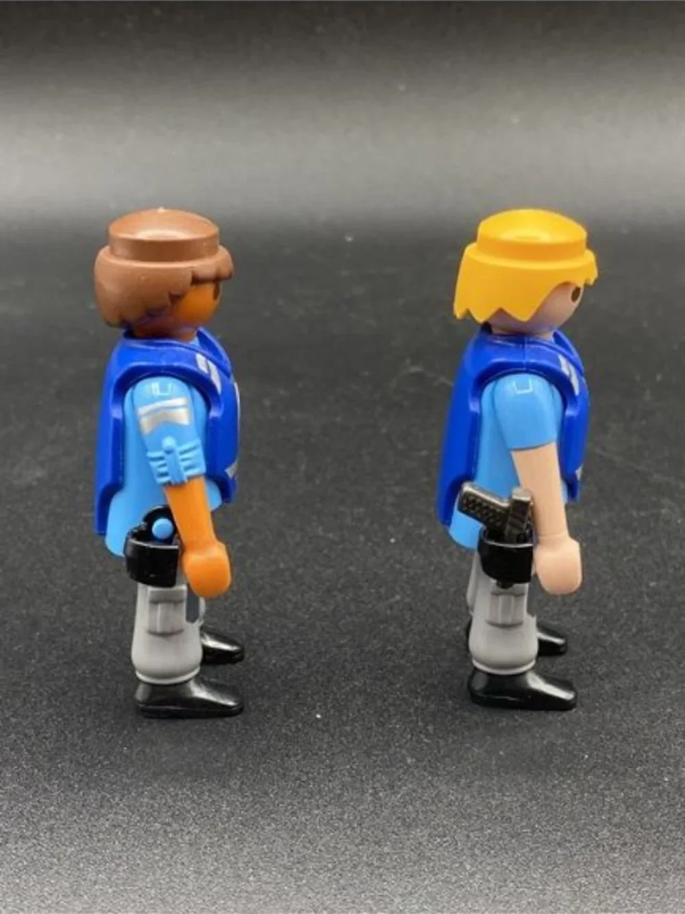 Playmobil LOT 2 Figure Police Toys Blonde & Brunette Men 1 Gun Holster